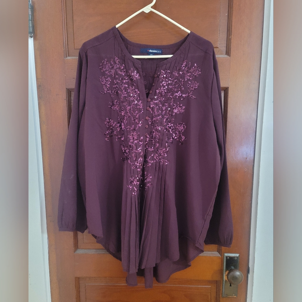 Denim 24/7 Purple Sequins Top